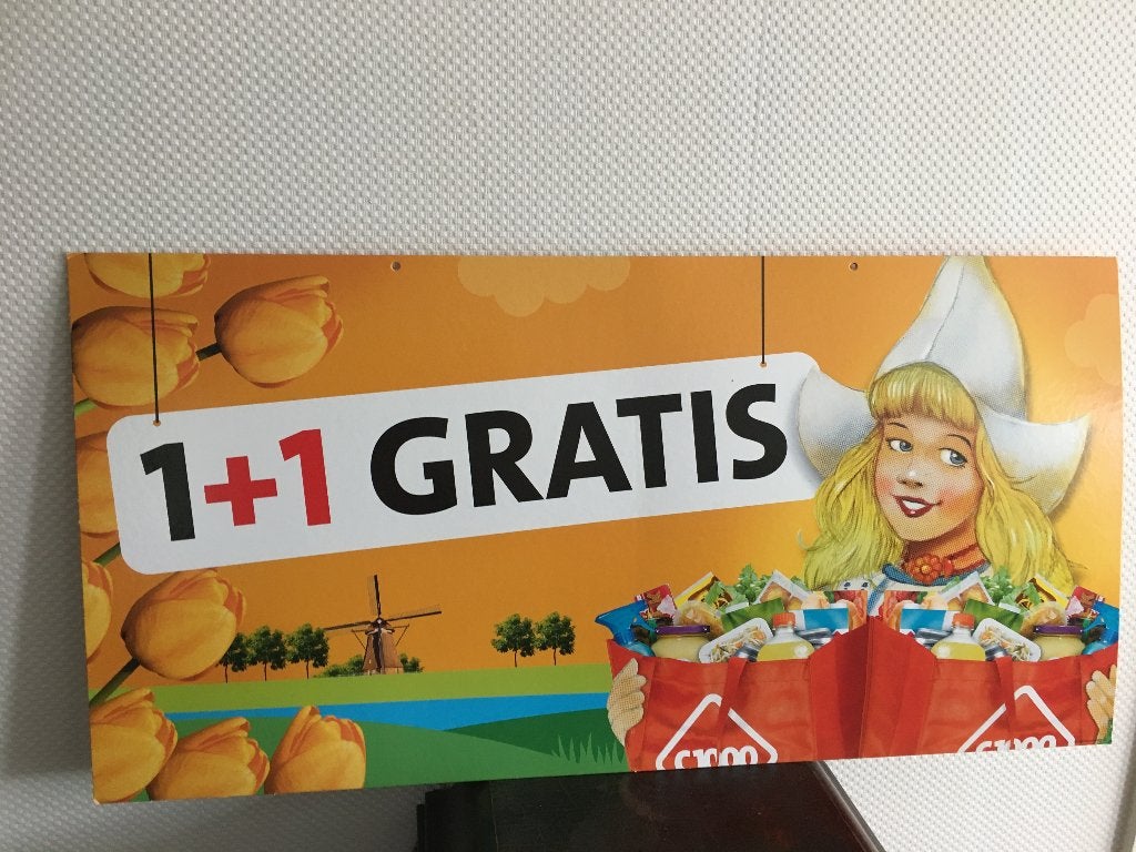 C1000 1+1 GRATIS reclamebord tulpen molen 95 cm groot, C1000, Ophalen of Verzenden