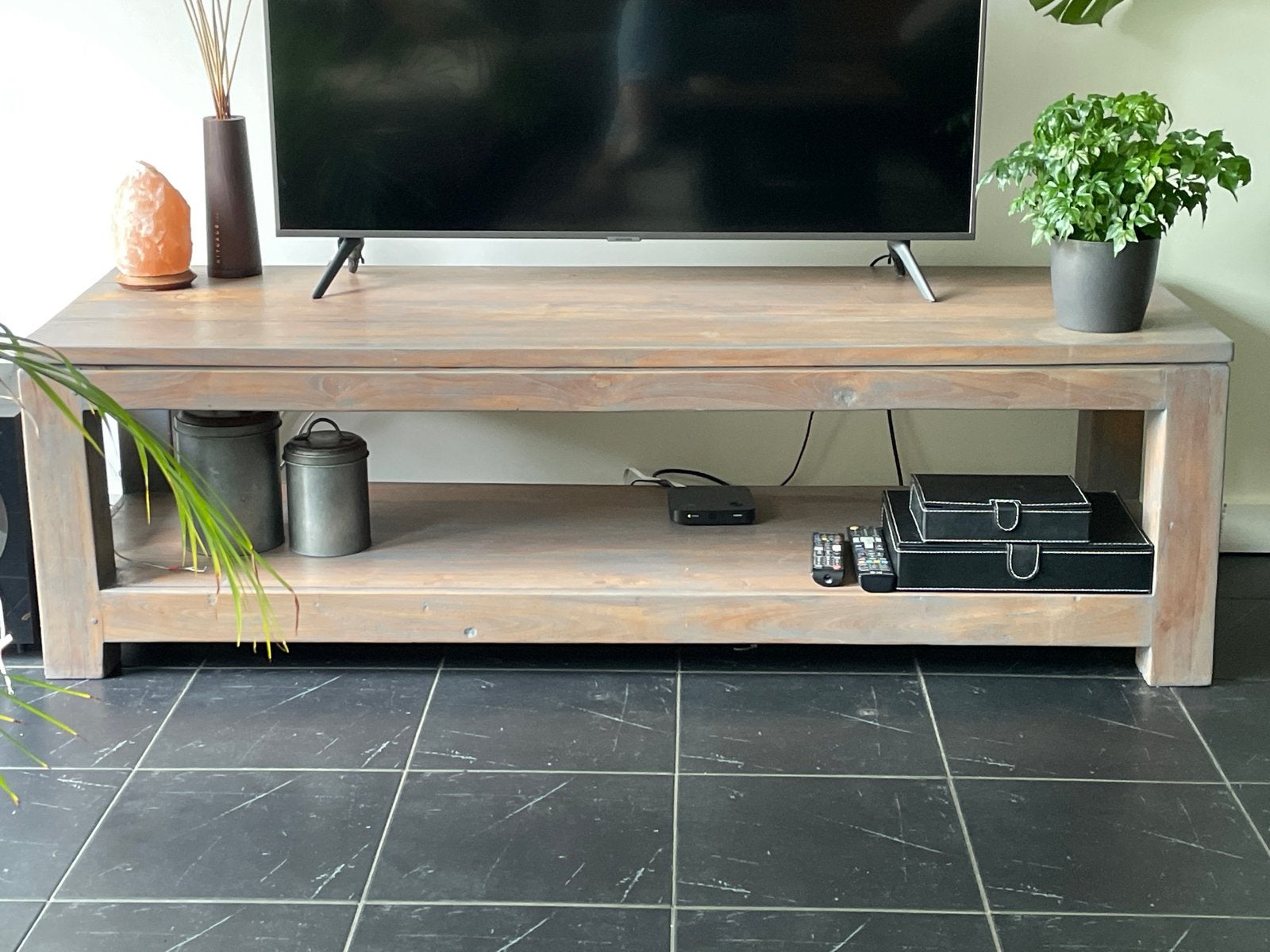 Moet weg: houten tv-meubel, Ophalen, Gebruikt, 100 tot 150 cm, Minder dan 100 cm