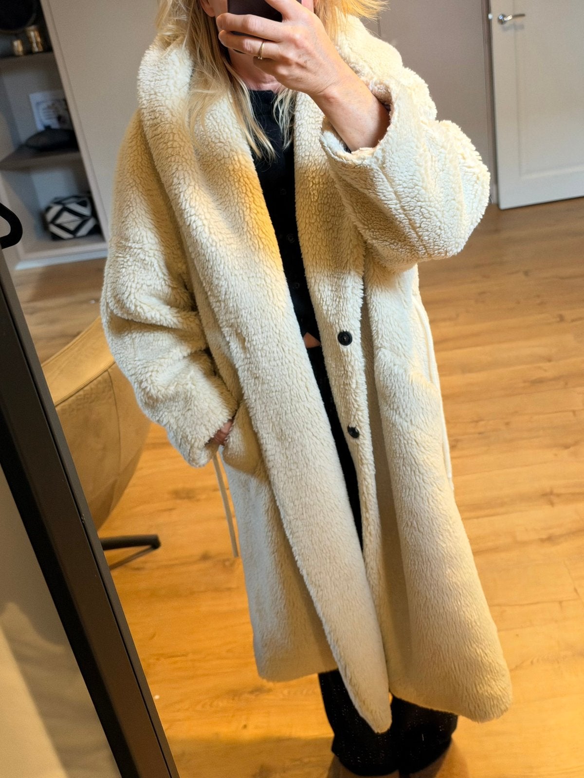 il Cappottino teddy coat crème IT maat 40, Ophalen of Verzenden, Zo goed als nieuw, Maat 38/40 (M), Beige
