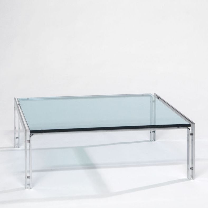 Metaform M-1 Salontafel - 95x90X35CM, Gebruikt, 100 tot 150 cm, Glas, Rechthoekig