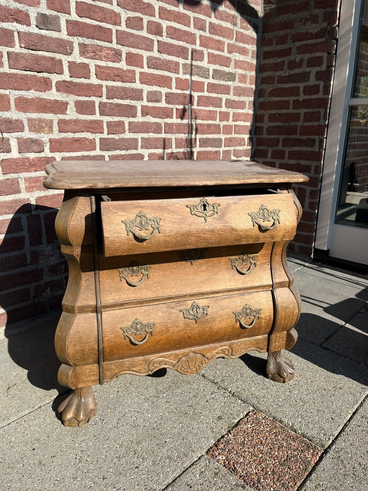 Eiken buikkastje, Ophalen, 50 tot 100 cm, Zo goed als nieuw, 3 of 4 laden