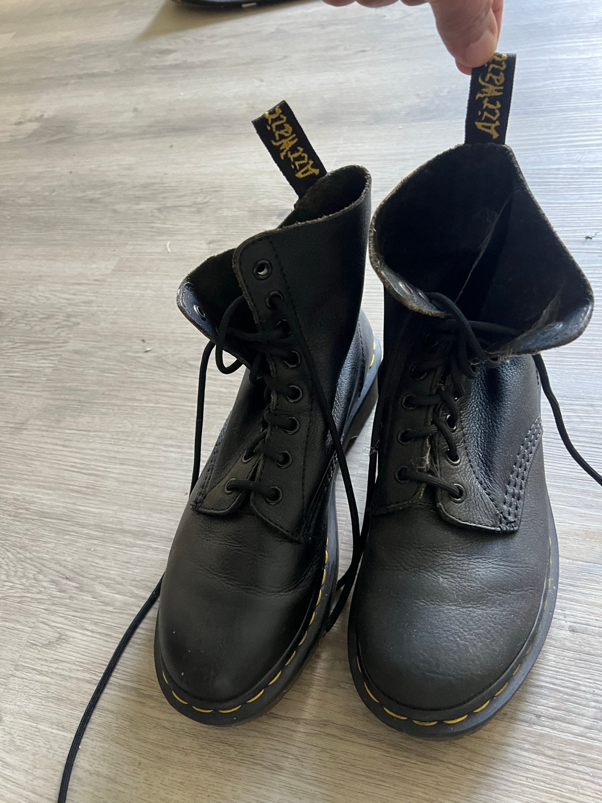 Dr. Martens zwarte leren laarzen - maat 38, Ophalen of Verzenden, Gedragen, Zwart, Lage of Enkellaarzen