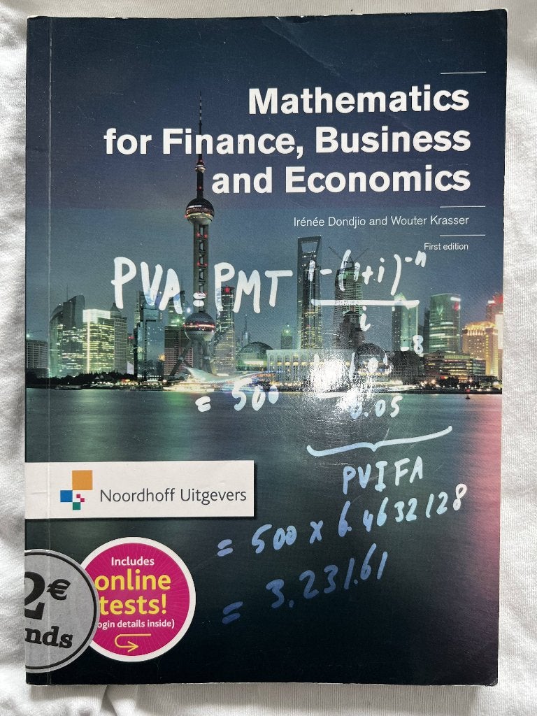 Mathematics for Finance, Business and Economics, Boeken, Ophalen of Verzenden, Zo goed als nieuw, Economie en Marketing, Noordhoff Uitgevers