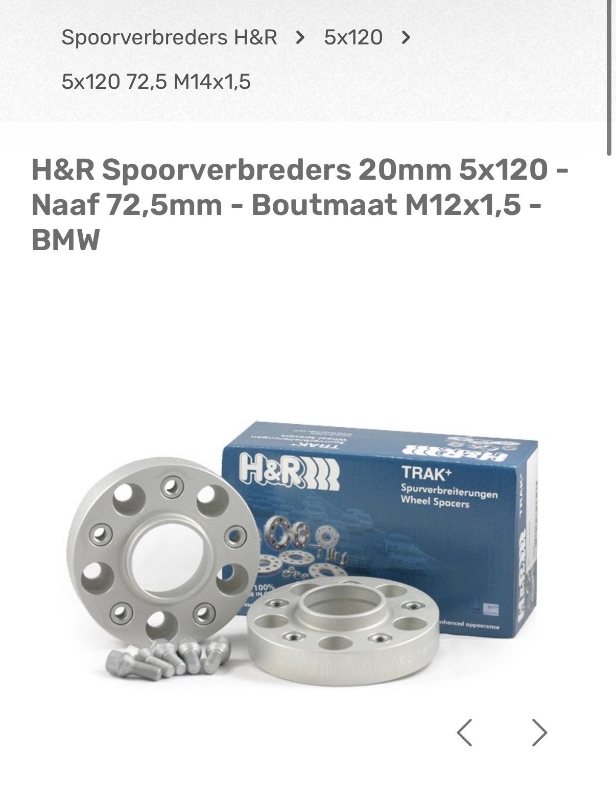 H&R TRAK+ Spoorverbreders 40mm BMW met slotbouten, Ophalen of Verzenden, Gebruikt, BMW