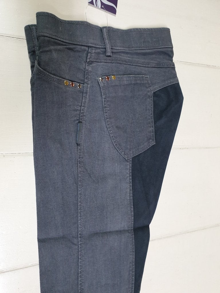 Harrys Horse Rijbroek Denim Jeans, leren zit, maat 38, Dressuur, Nieuw, Grijs, Dames