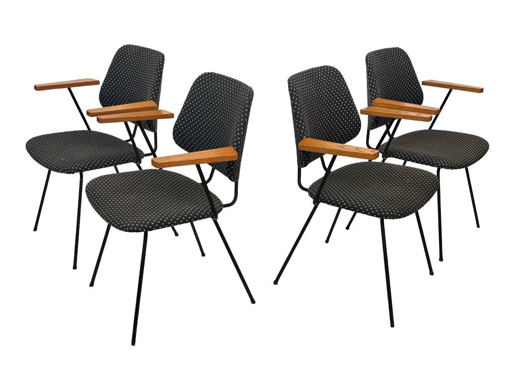 Vintage set van Vier Kembo Eetkamerstoelen - Wim Rietveld, Vintage stoelen, Gebruikt, Bruin, Verzenden