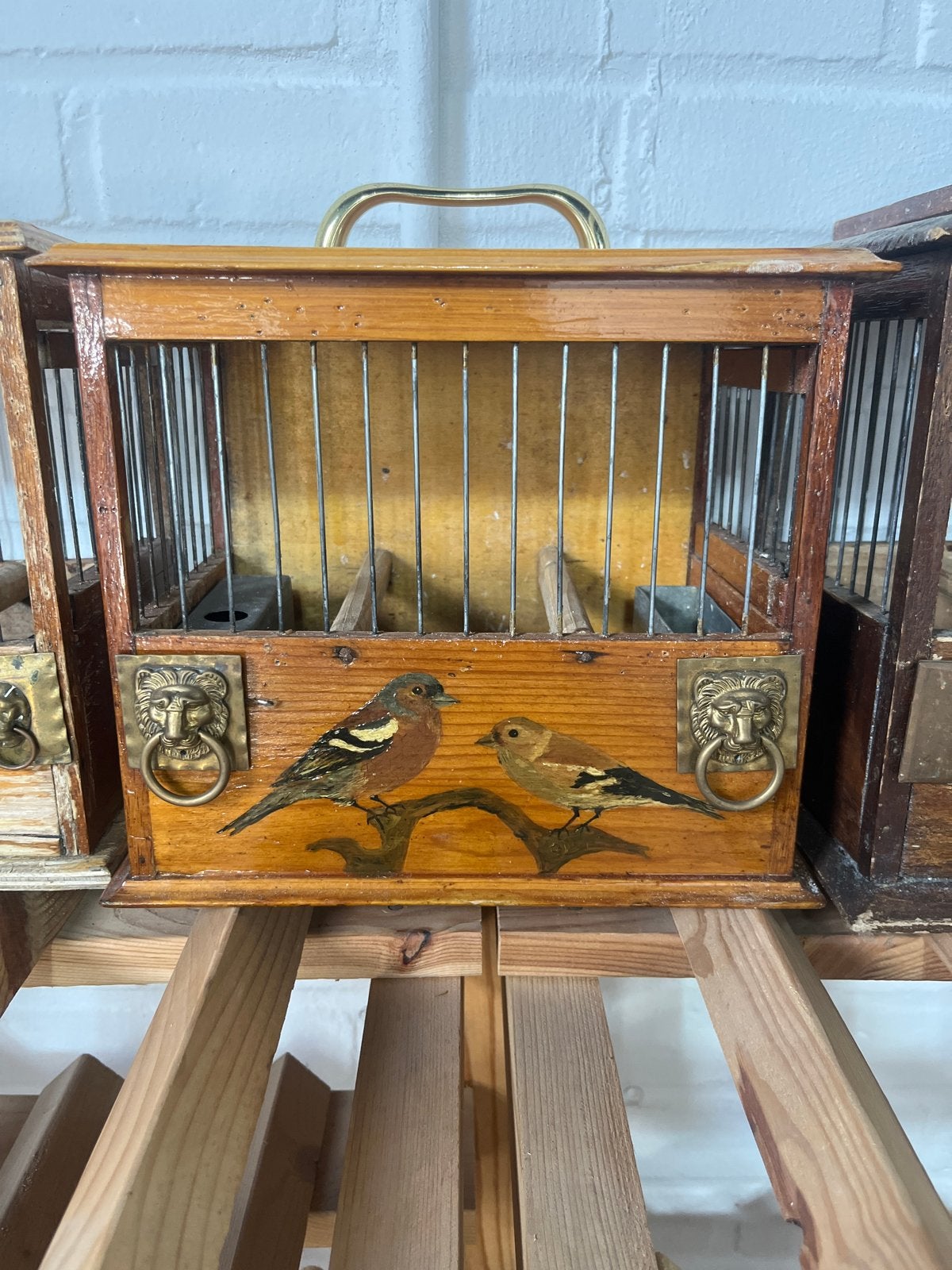 Vogelkooi vintage boekvink handgemaakt, Ophalen, Gebruikt, Hout, Vogelkooi