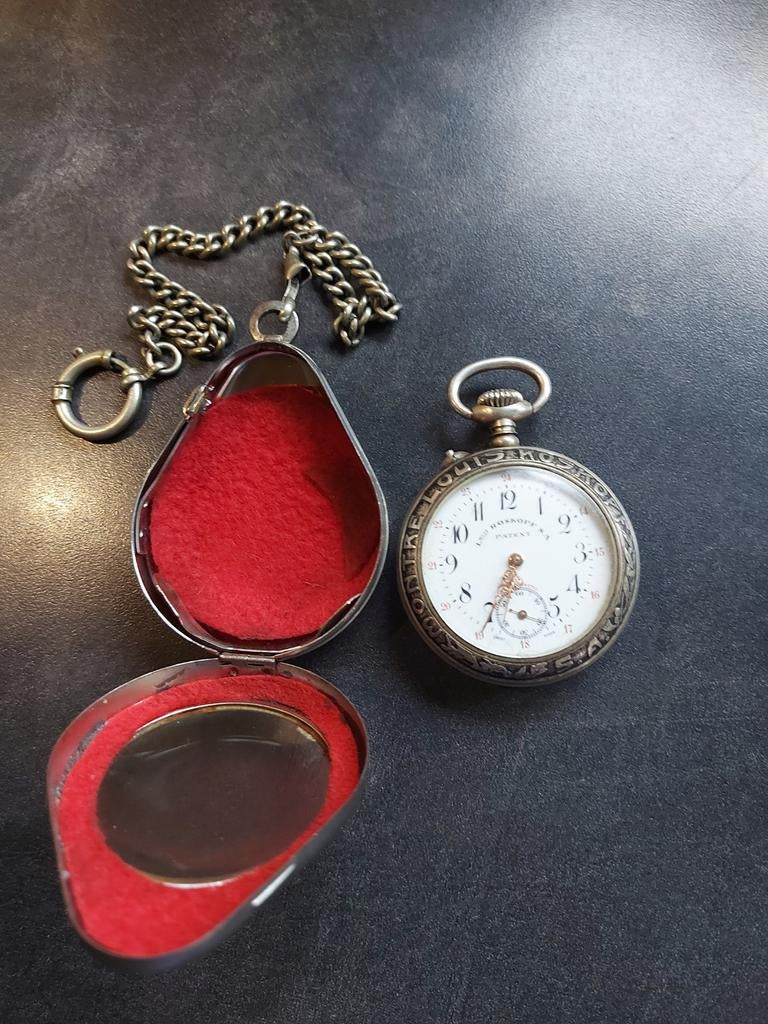 Antieke zakhorloge, Ophalen of Verzenden, Staal, Overige merken