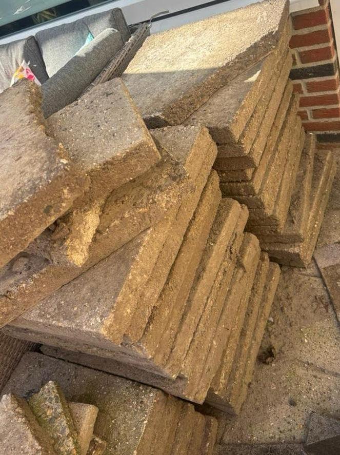 tuintegels circa 30 stuks 50x50, Ophalen, Gebruikt, Overige materialen
