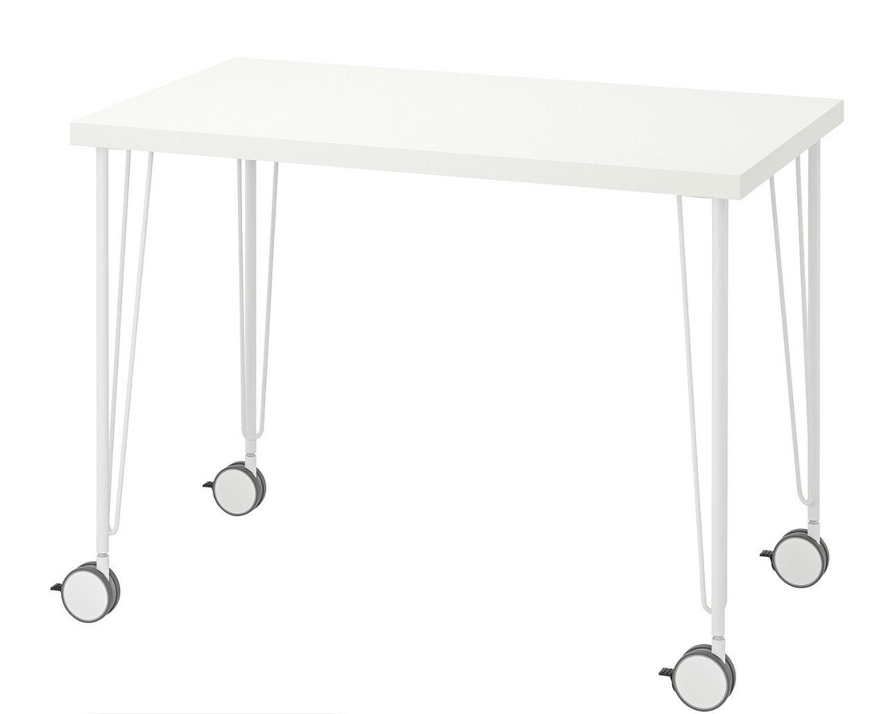 IKEA Linnmon bureau/tafel 200x60 met 5 Krille poten, Huis en Inrichting, Spaanplaat of MDF, Schoolbureau, Zo goed als nieuw, IKEA