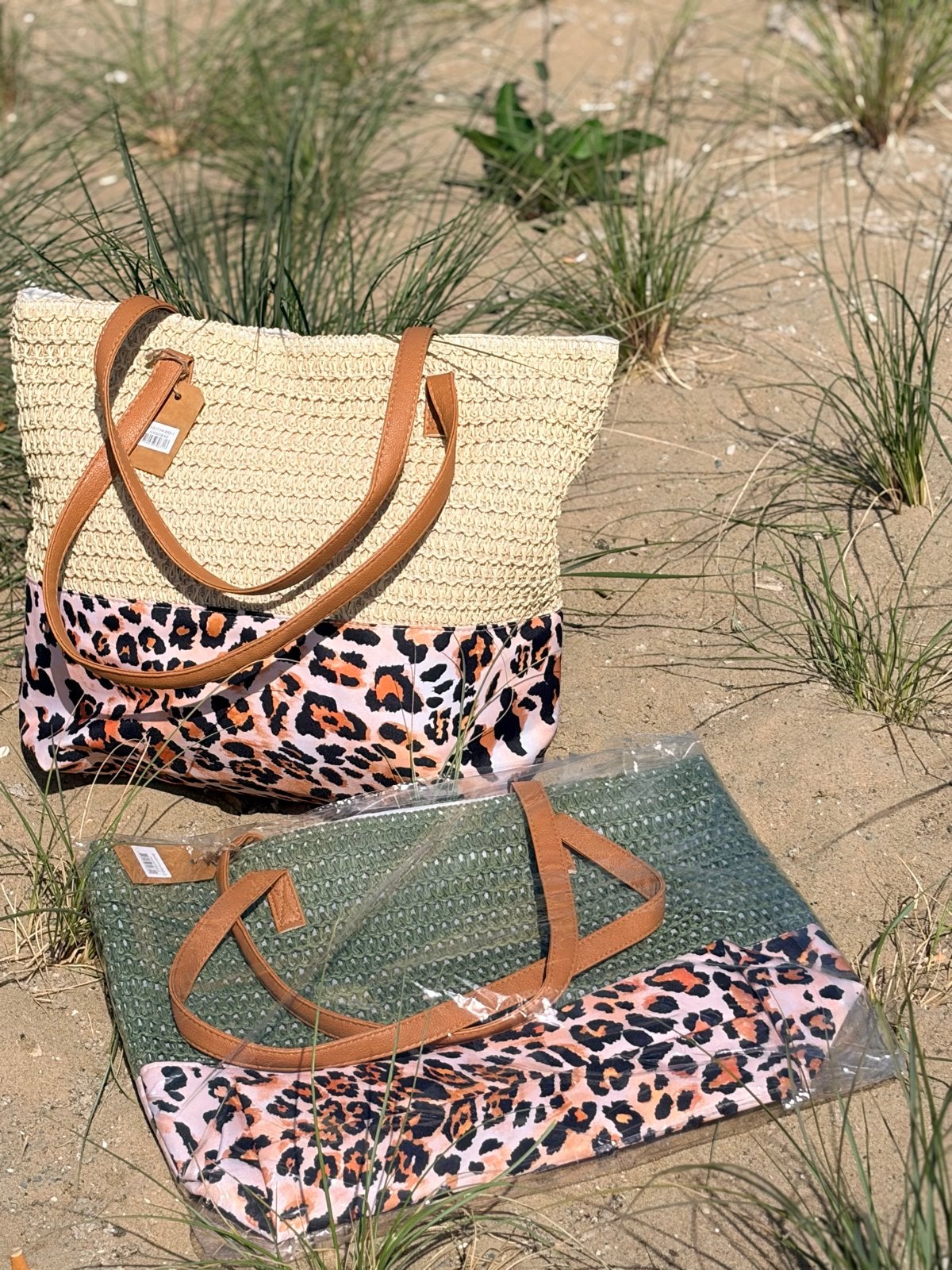 Actie: Strandtassen met luipaardprint - Nieuw - nu €15, Ophalen of Verzenden, Nieuw, Beige, Shopper