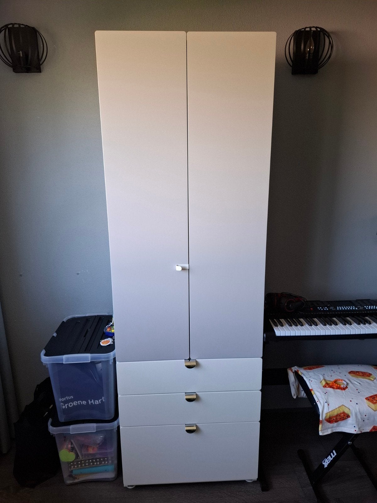Ikea Småstad/Platsa kledingkast wit/grijs met 3 lades, Ophalen