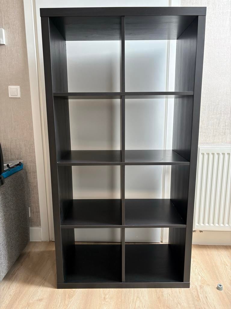 Donkerbruine Kallax kast met 8 vakken, Huis en Inrichting, Ophalen, 50 tot 100 cm, Zo goed als nieuw, Minder dan 100 cm