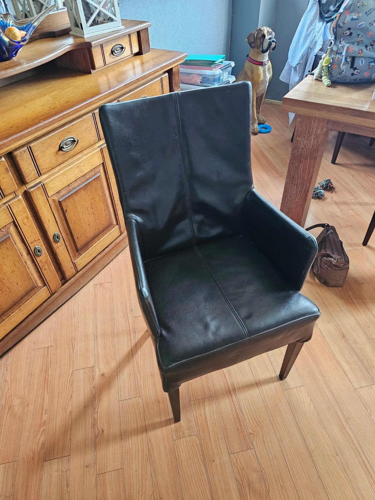 8 bruine leren eetkamerstoelen, Huis en Inrichting, Stoelen, Ophalen, Gebruikt, Bruin, Leer