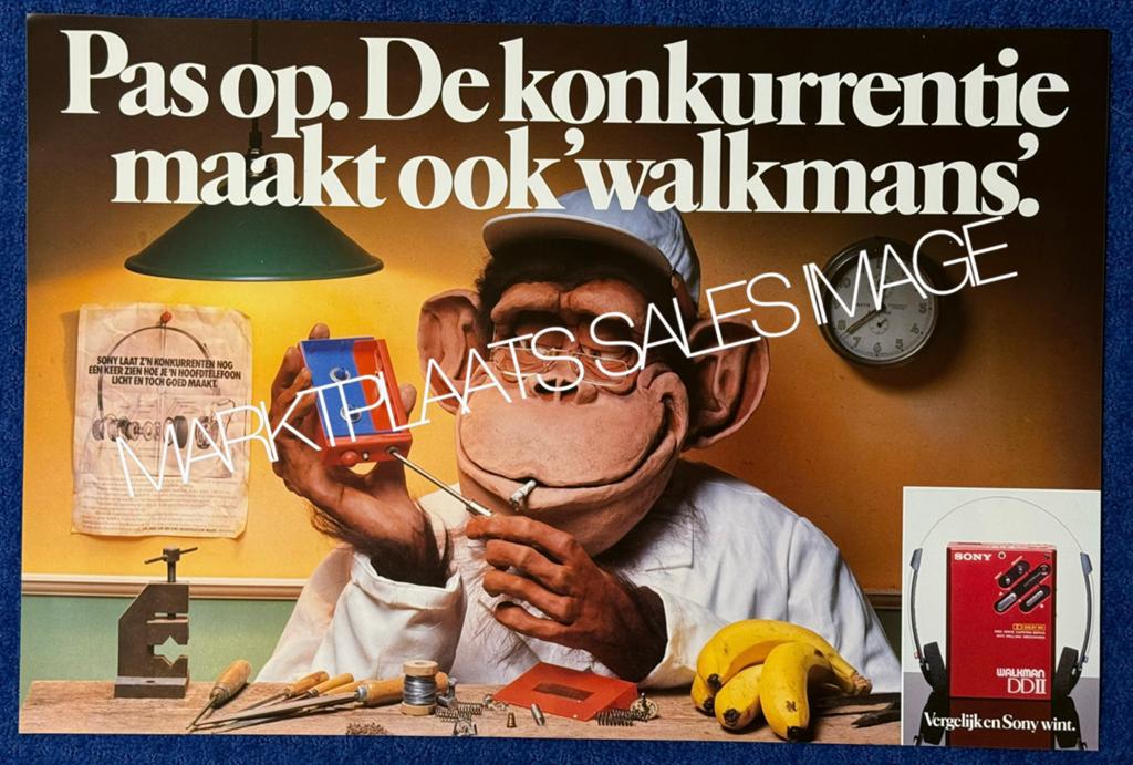 Walkman DDII originele winkelposter 1984 - 40x60cm, Audio, Tv en Foto, Walkmans, Discmans en Minidiscspelers, Ophalen of Verzenden