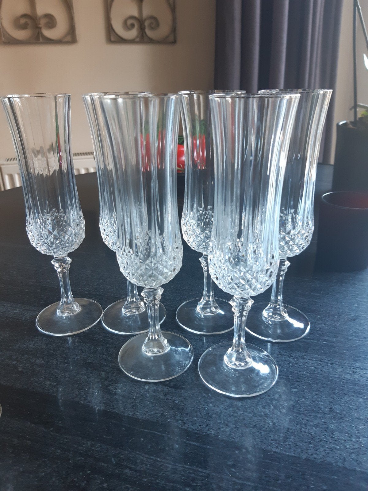 Champagne en likeurglazen van geslepen kristal, Ophalen of Verzenden, Zo goed als nieuw, Overige typen