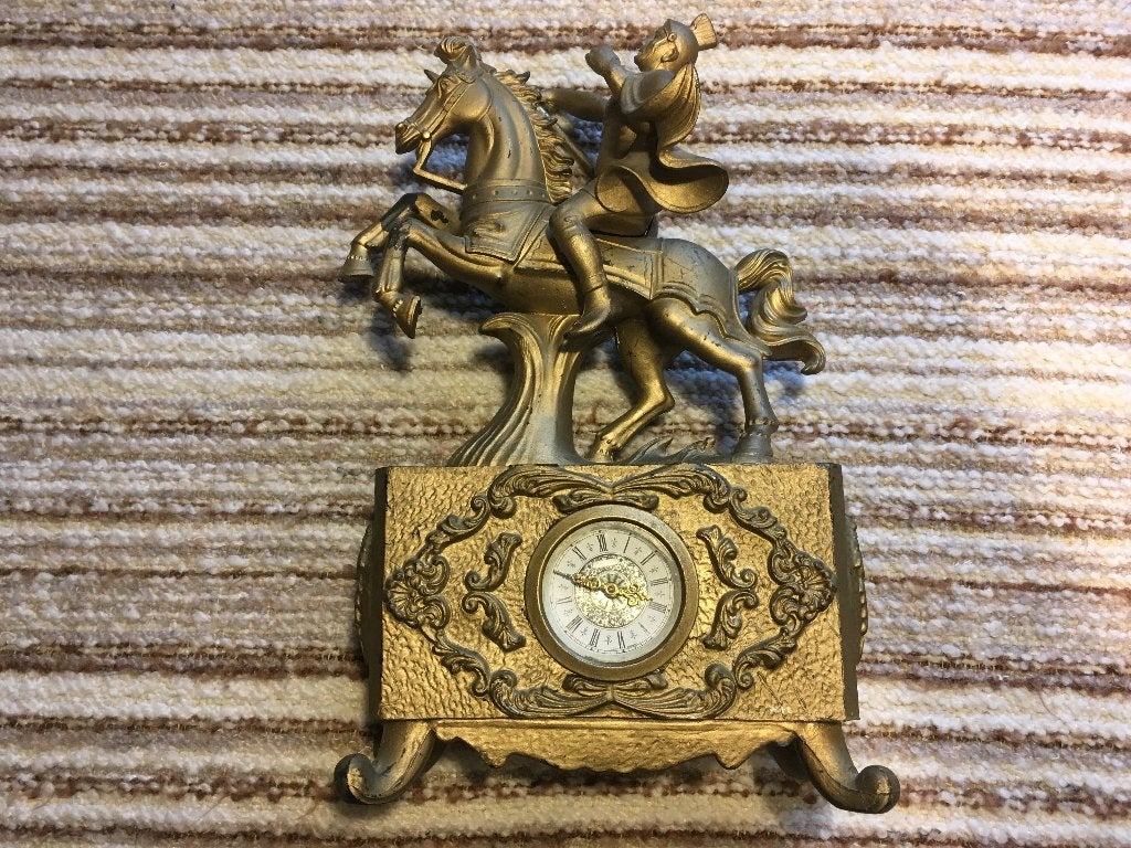 klok mechanisch ruiter met paard, Ophalen of Verzenden