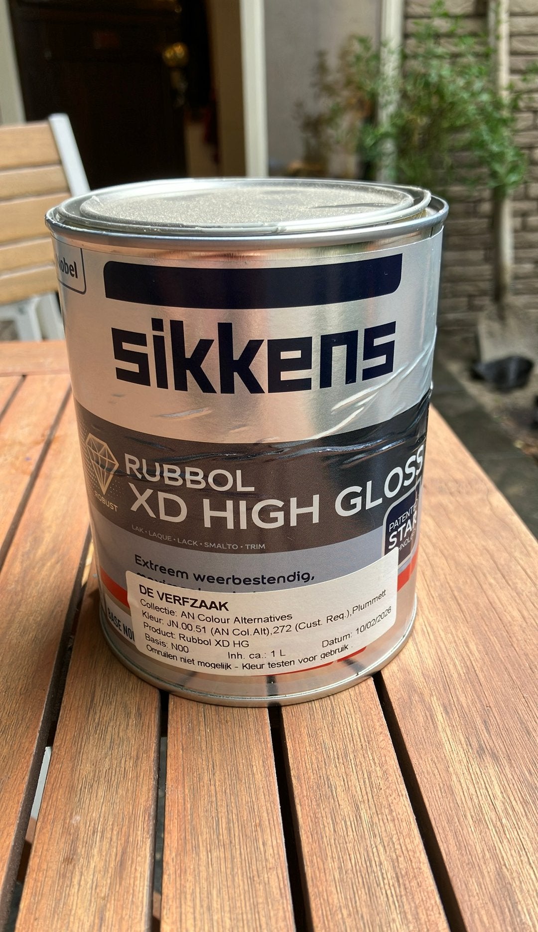 Sikkens rubbol XD high gloss/hoogglans buitenlak, Ophalen, Zo goed als nieuw, Lak, Grijs