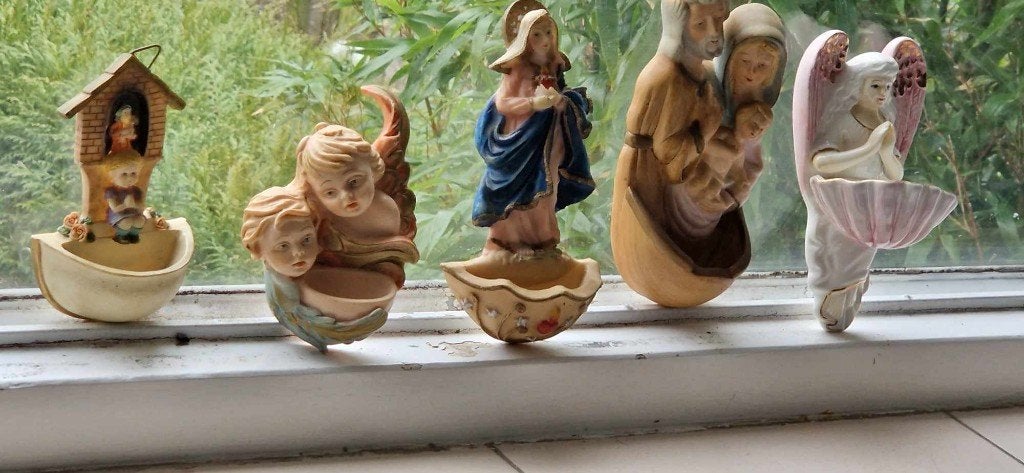 mooie antieke wijwaterbakjes prijs=p.st.(Aspersoria)brocante, Antiek en Kunst, Verzenden