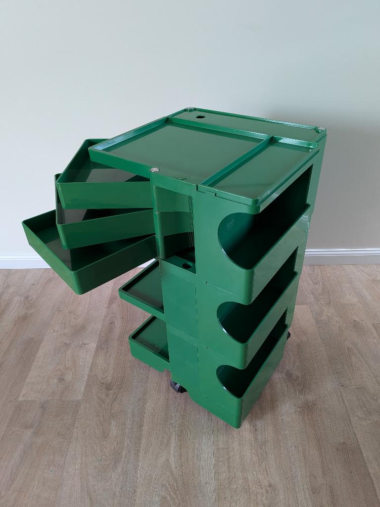 Vintage groene Boby trolley Joe Colombo Bieffeplast jaren 70, Ophalen