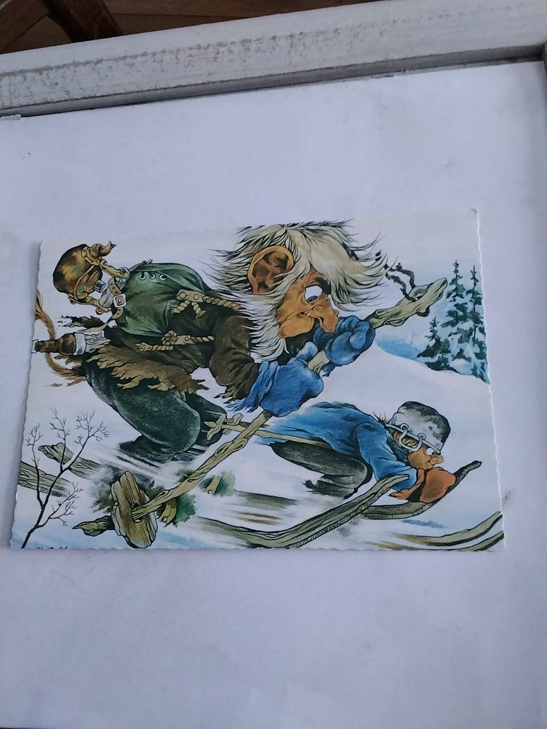 Vintage Ansichtkaart: Trollen op Ski's - Noorwegen, Ophalen of Verzenden