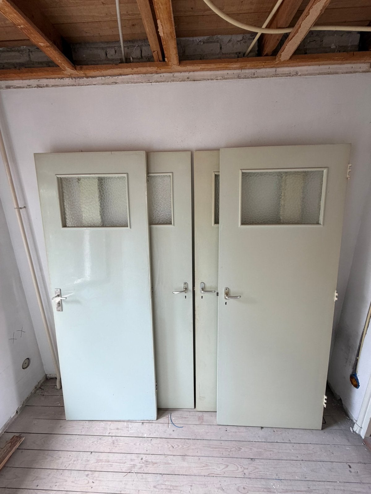 4 zware mintgroene kamerdeuren 77x4x202, Ophalen, Gebruikt, Minder dan 80 cm, Binnendeur