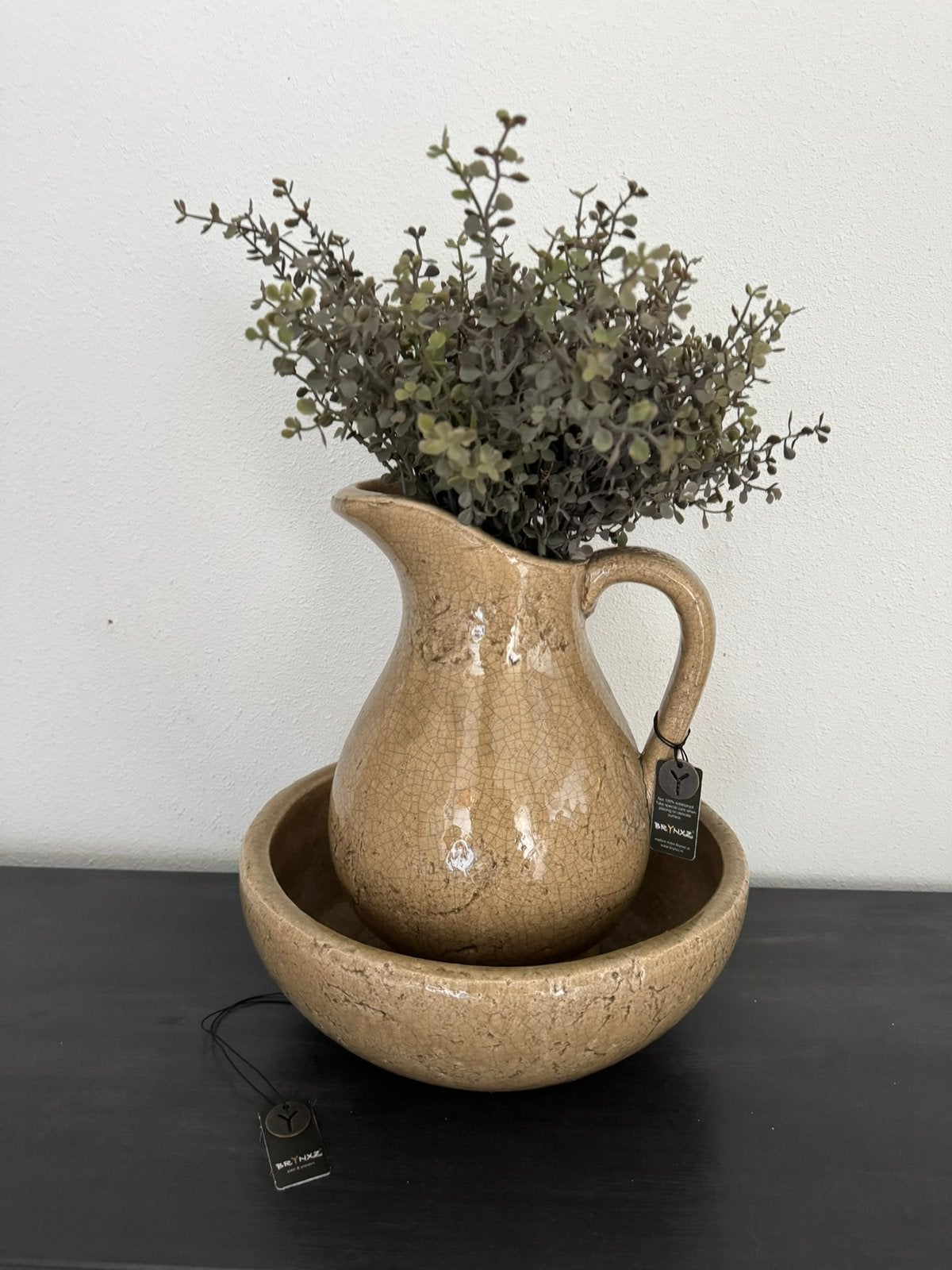 BRYNXZ Set Schaal met Kruik - Kaki Olive, Ophalen of Verzenden, Nieuw, Overige kleuren
