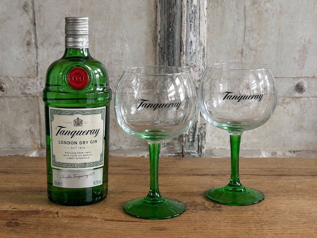 Tanqueray Gin tonic glazen set van 2, 4 of 6 - cadeau idee, Ophalen of Verzenden, Zo goed als nieuw, Overige typen