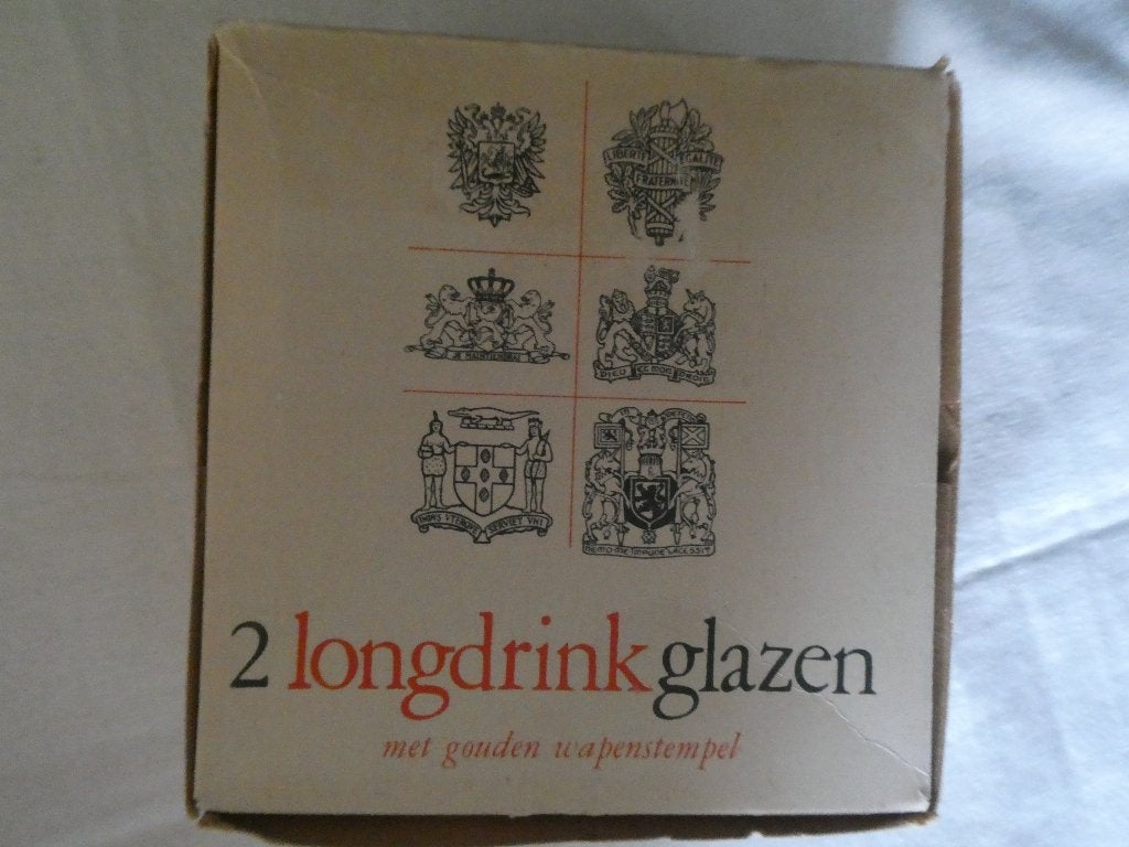 Vintage Coca-Cola longdrink glazen met gouden wapenstempel, Ophalen of Verzenden, Gebruikt, Overige typen