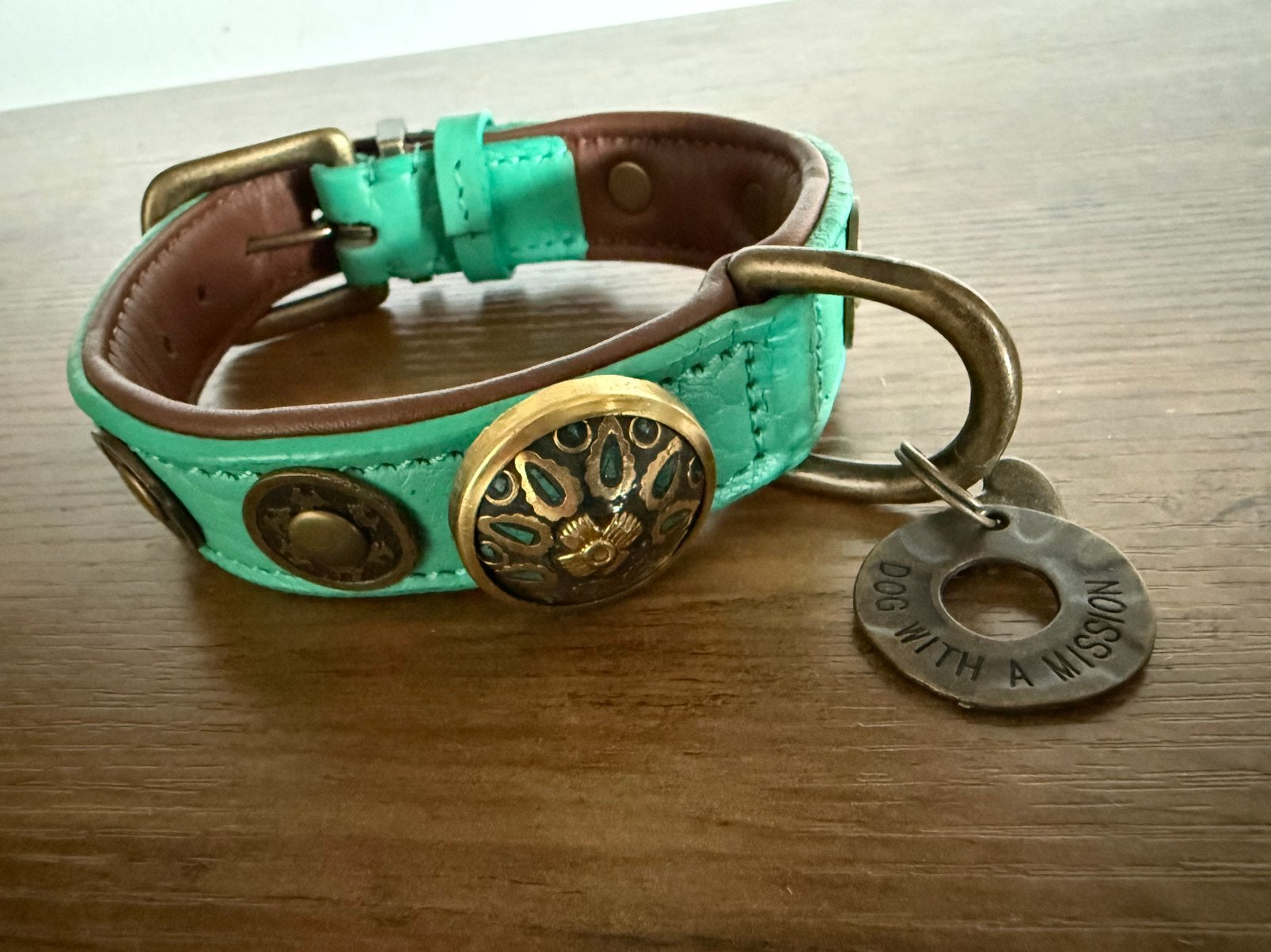 Dog with a mission DWAM leren halsband maat S, Ophalen of Verzenden, Zo goed als nieuw