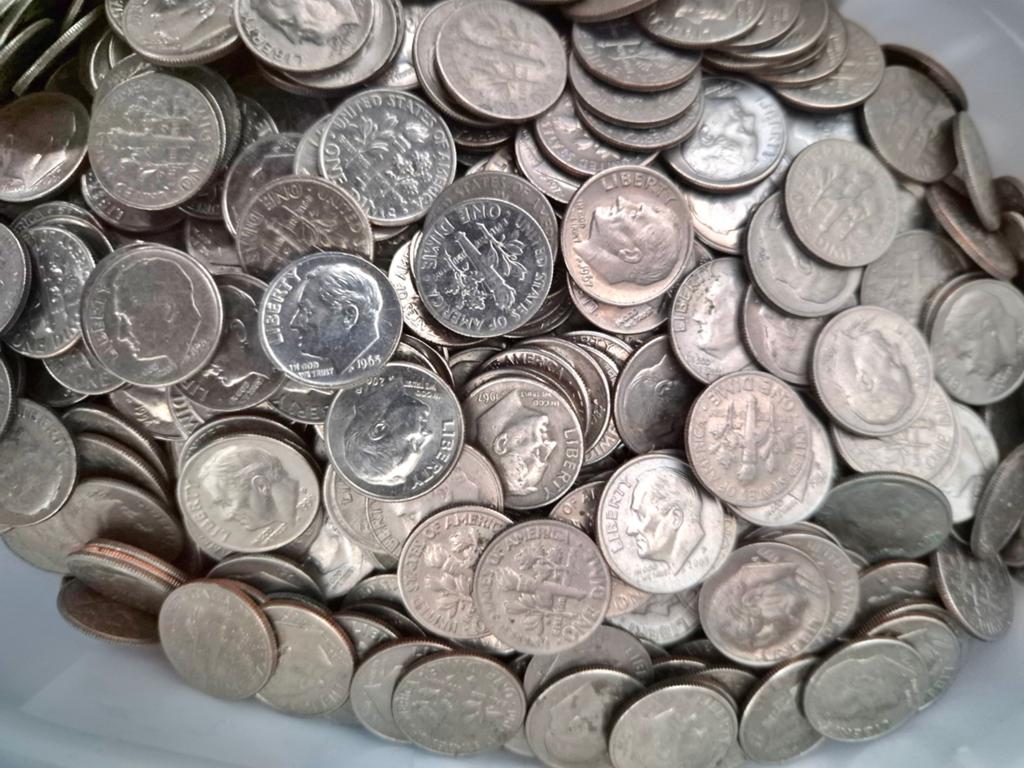 USA. Amerika. 250 gram dimes, 10 cents., Ophalen of Verzenden, Koningin Wilhelmina, Overige waardes