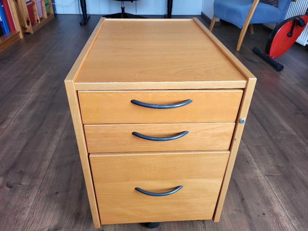 Verrijdbaar ladeblok met hangmappenlade, Ophalen, Minder dan 50 cm, Gebruikt, Overige houtsoorten