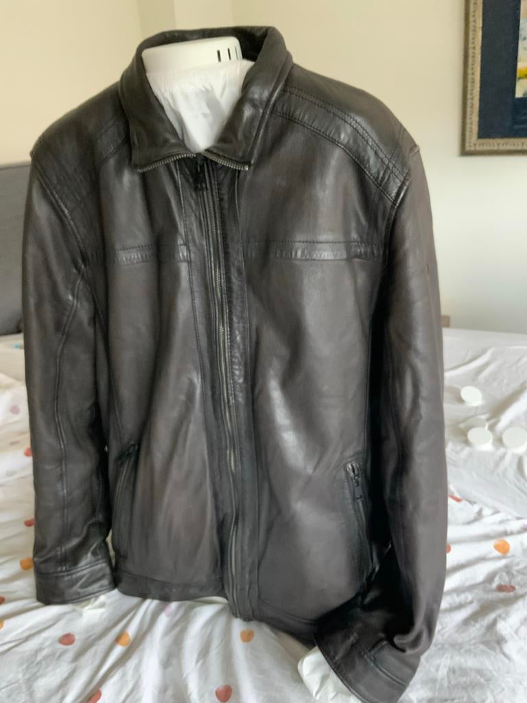 Donders Leren Jas Maat 4XL/60, Ophalen, Gedragen, Overige maten, Zwart