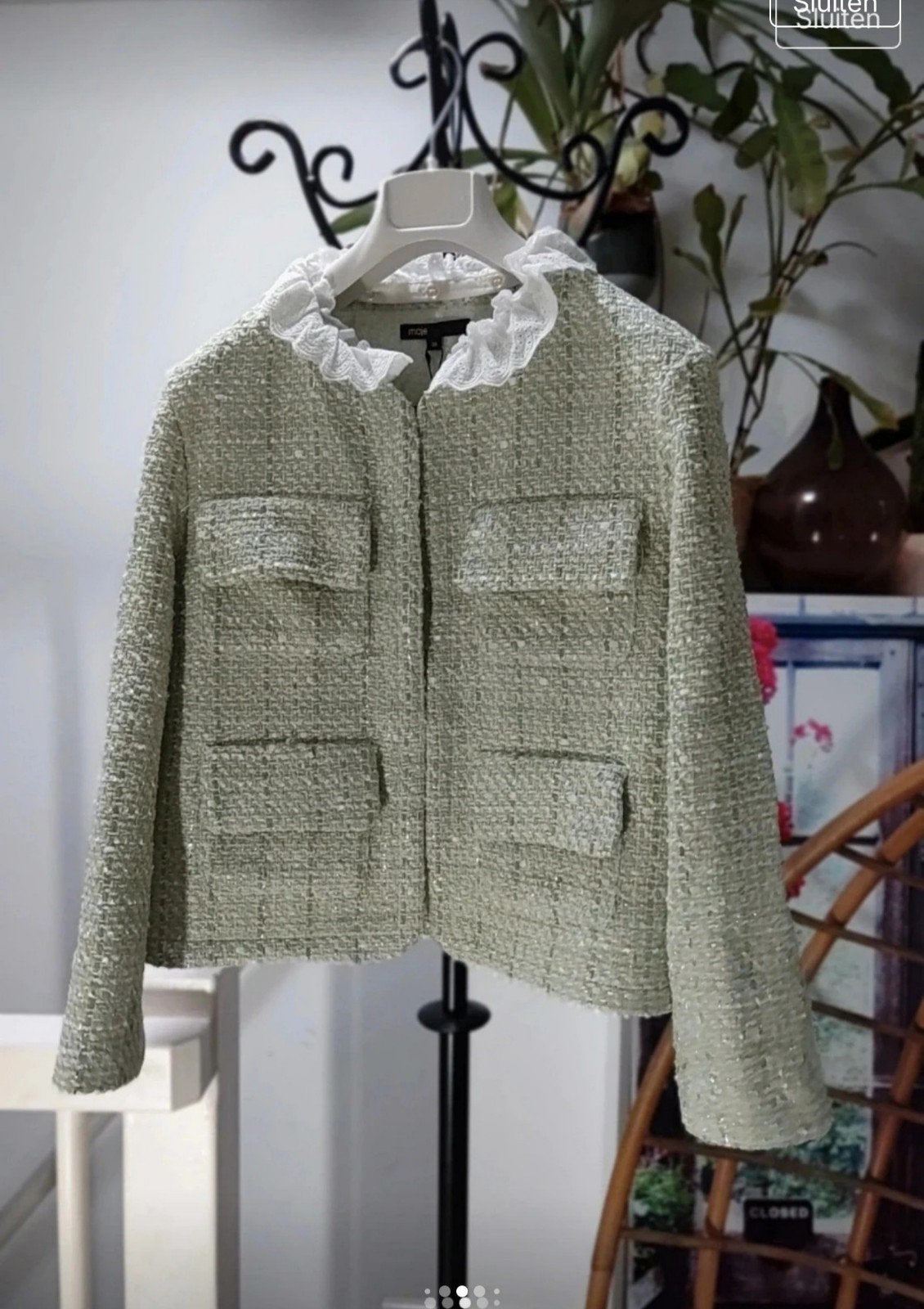 Maje Tweed Jasje met Kanten Kraag - Nieuw met labels, Nieuw, Ophalen of Verzenden, Maje, Maat 36 (S)