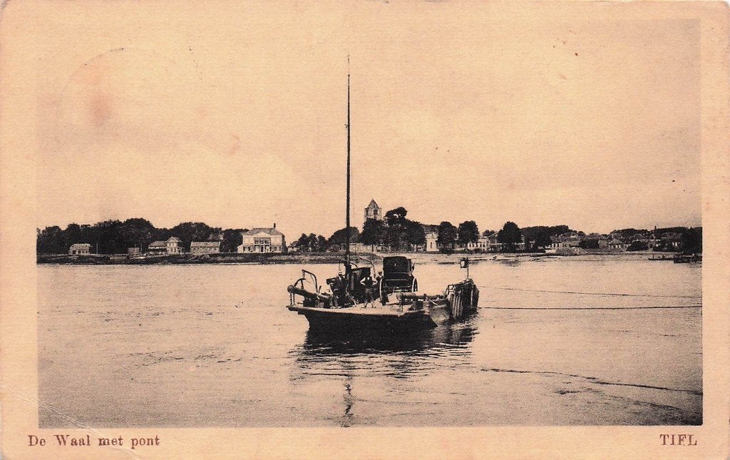Tiel - De Waal met pont (gel. 1917), Ophalen of Verzenden, Voor 1920, Gelopen, Gelderland