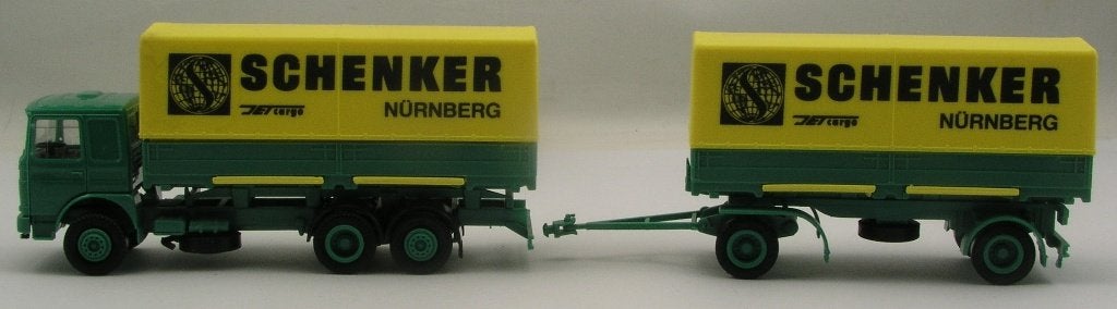 Herpa MAN F 90 Schenker Nürnberg huif wisselbak aanhanger, Hobby en Vrije tijd, Ophalen of Verzenden, Zo goed als nieuw, Bus of Vrachtwagen