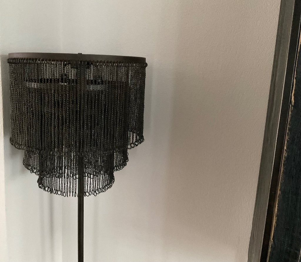 vloerlamp met metalen kettingen, Ophalen, Zo goed als nieuw, Metaal, 150 tot 200 cm