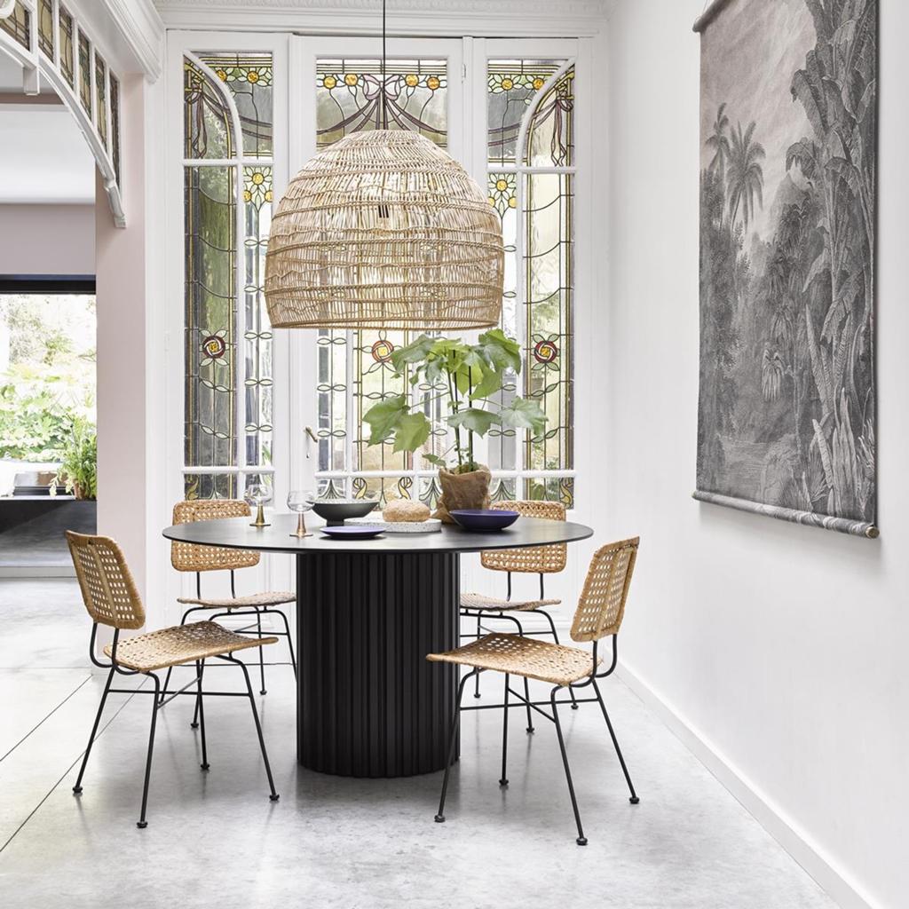 HKliving Pillar Eetkamertafel rond zwart Ø140cm, Huis en Inrichting, Tafels | Eettafels, Gebruikt, 100 tot 150 cm, Rond, Ophalen of Verzenden