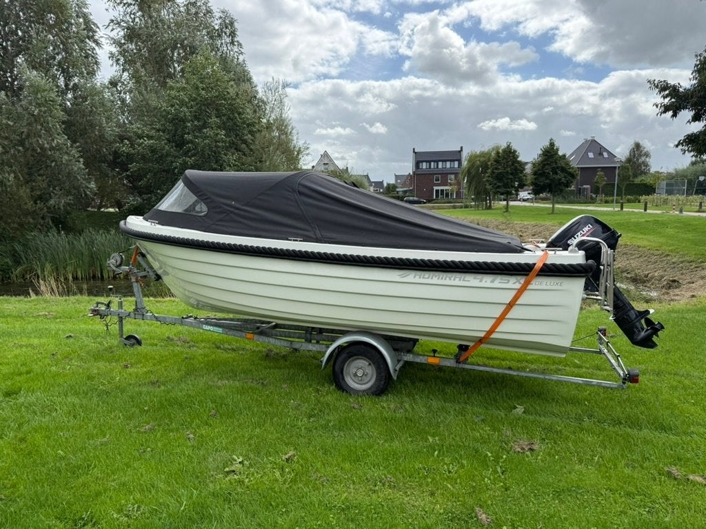Admiral 475 Deluxe + Suzuki DF15 + trailer, Ophalen, 15 pk, Rondzit, Zo goed als nieuw