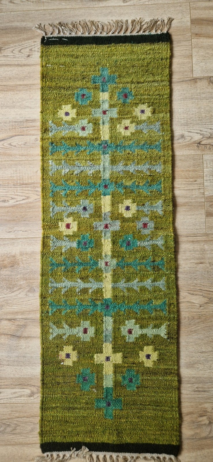 Vintage Poolse kilim wandkleed wol jaren 60, Ophalen of Verzenden, Zo goed als nieuw, Rechthoekig