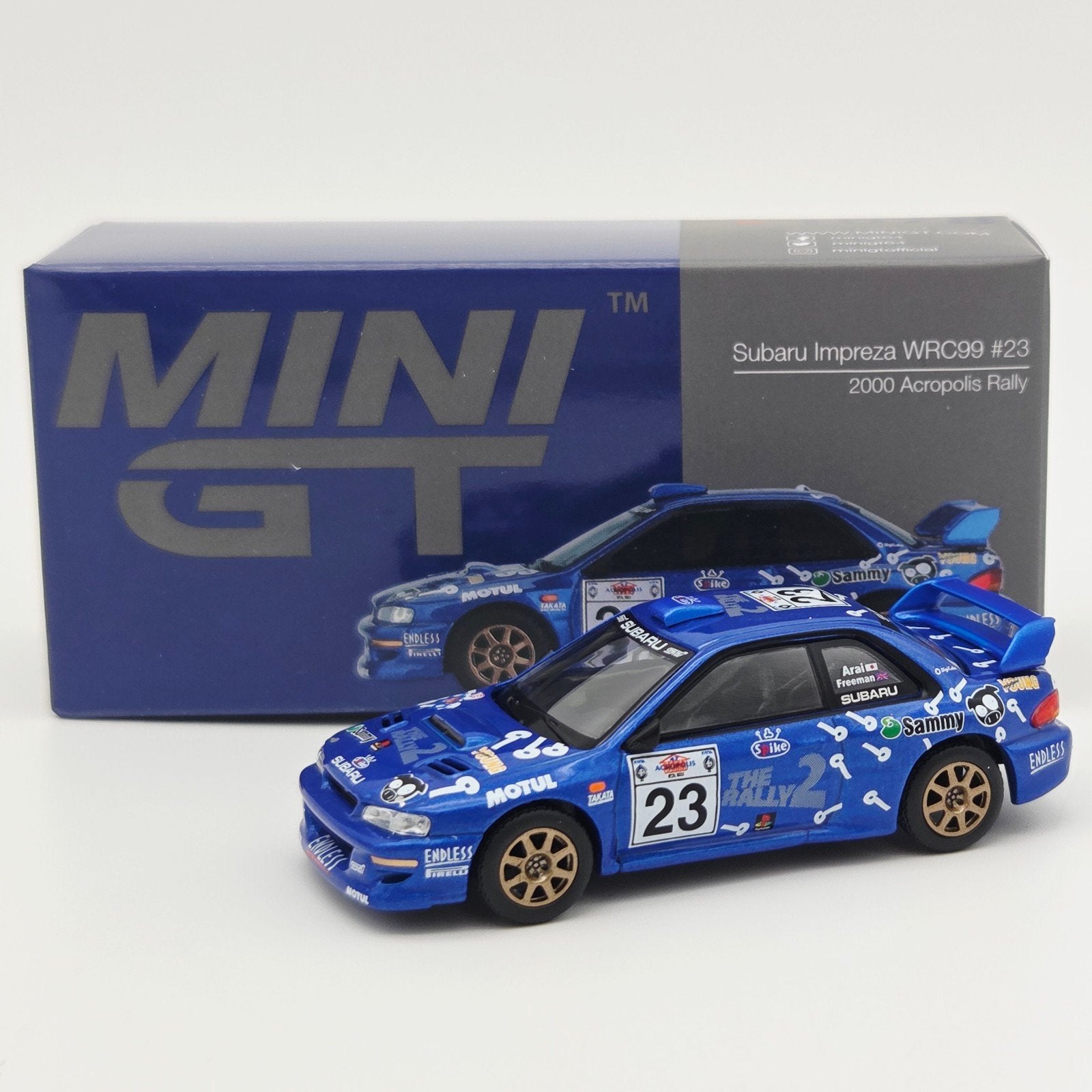 Mini Gt – 2000 Subaru Impreza WRC99 Acropolis Rally #23, blu, Mymodelcar@outlook.com, Auto, Ophalen of Verzenden, Mini gt