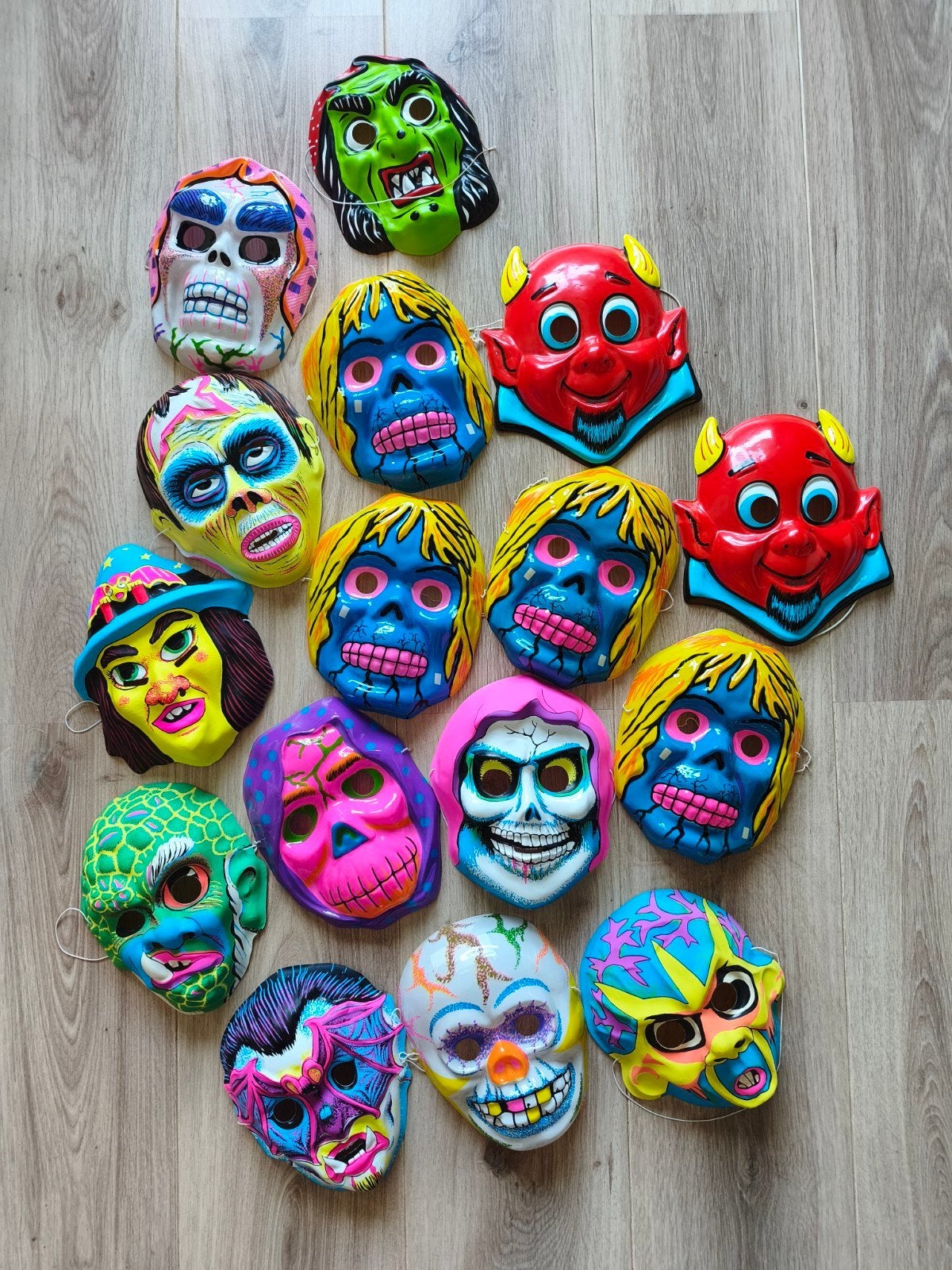 Vintage Halloween Kids Kinder Maskers Bieden, Ophalen of Verzenden, Gebruikt, Halloween of Griezel