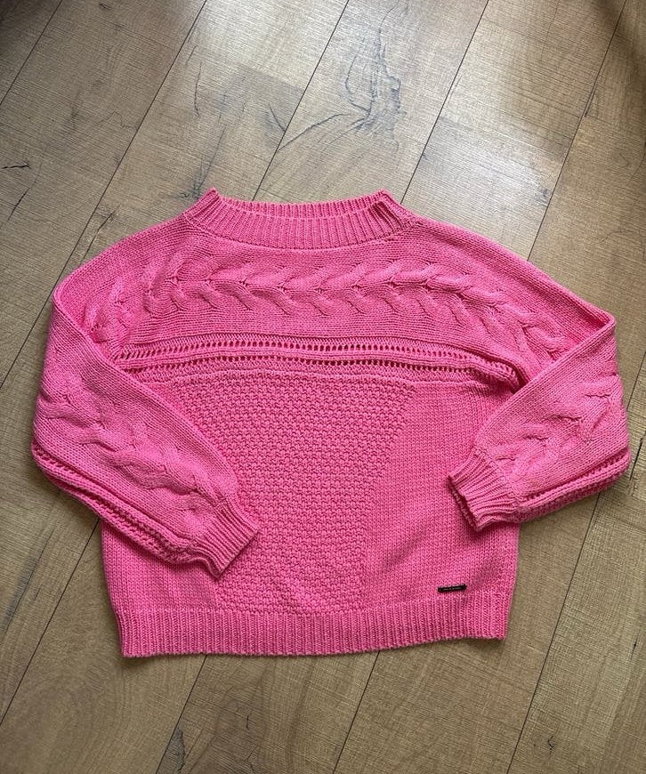 Nümph roze gebreide trui met kabelpatroon, maat XS/S, zgan, Verzenden, Zo goed als nieuw, Maat 34 (XS) of kleiner, Roze