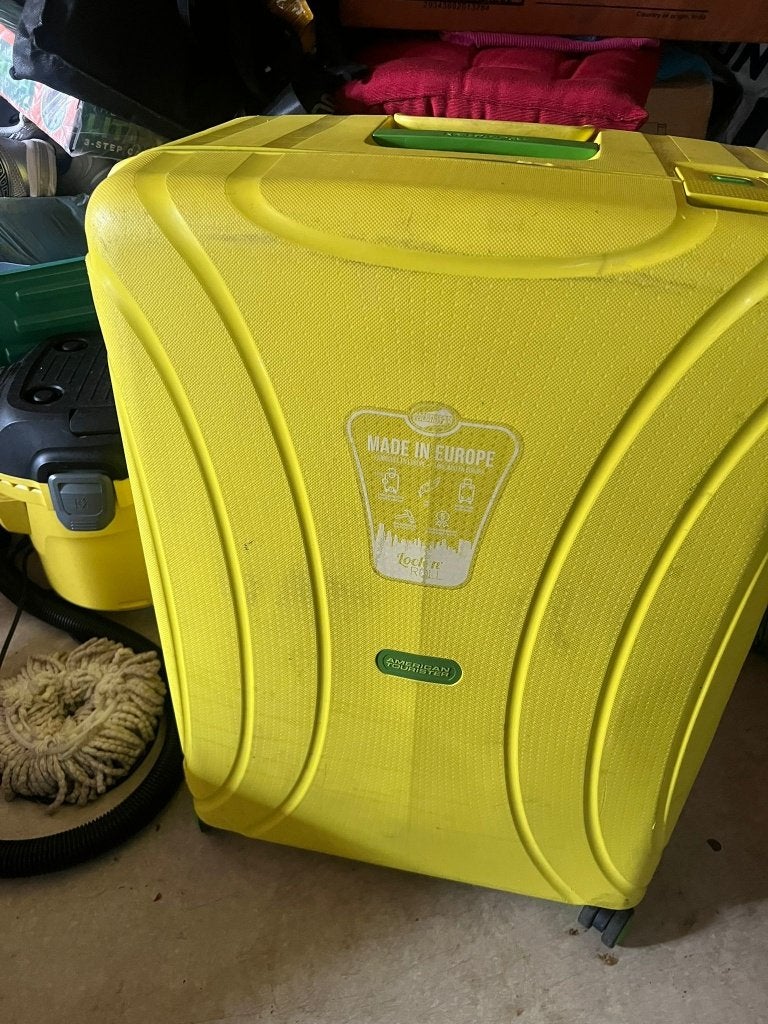 American tourister koffer geel, Wieltjes, Gebruikt, Hard kunststof, Ophalen of Verzenden