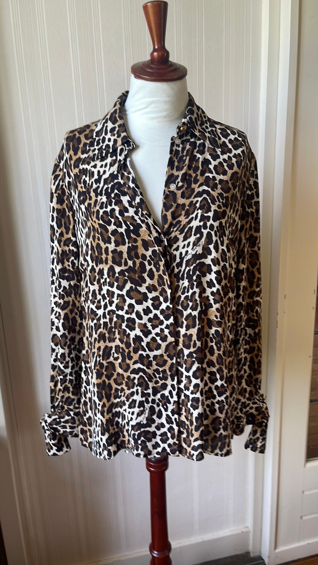 Elisabetta Franchi leopard blouse it46 ca 42, 1xgedragen, Kleding | Dames, Ophalen of Verzenden, Zo goed als nieuw, Maat 42/44 (L)