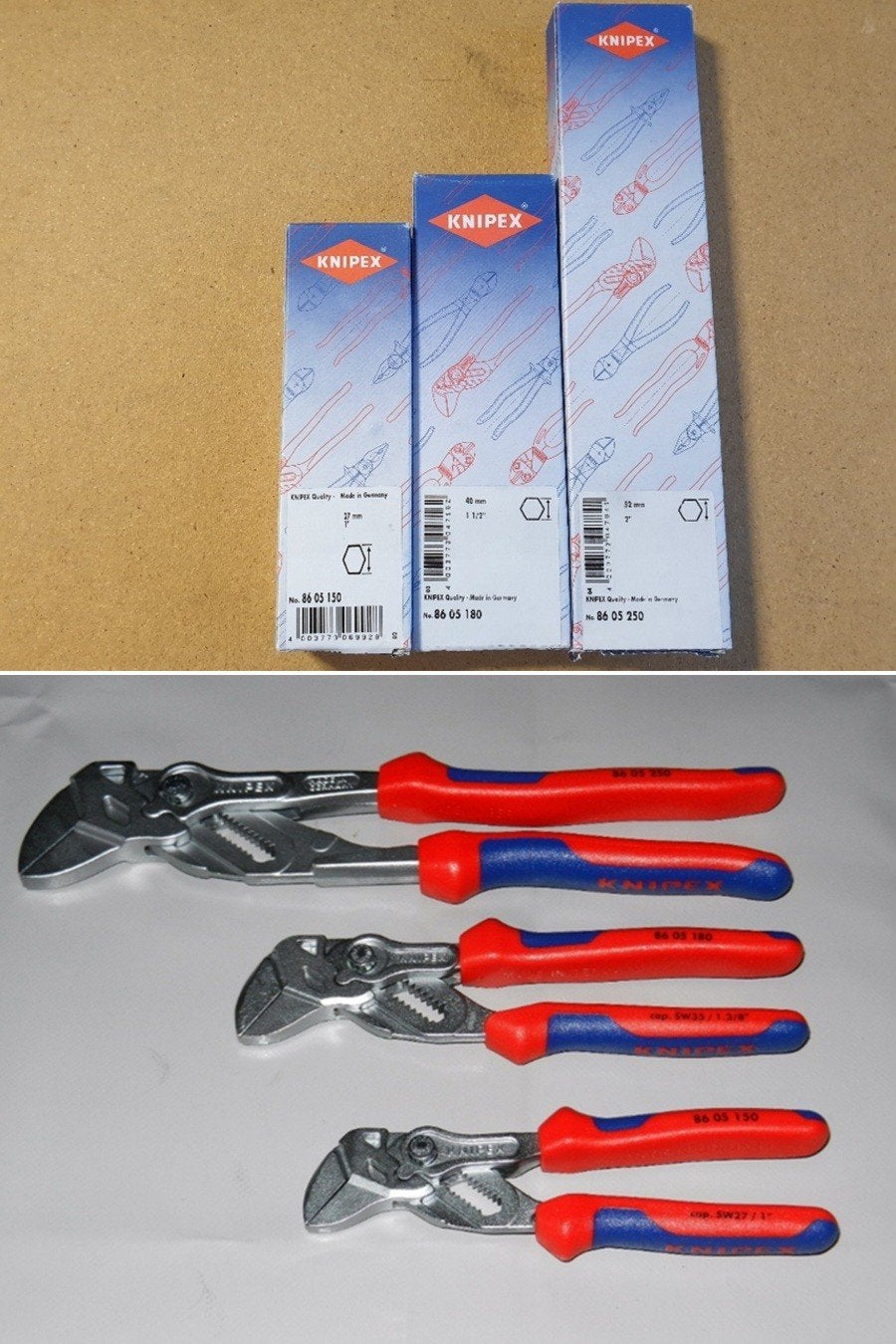 Knipex sleuteltang 8605 150 180 250   3 delig set, Ophalen of Verzenden, Nieuw, Tang, Knipex