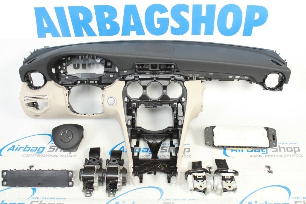 Airbag set - Dashboard zwart beige Mercedes C klasse W205, Gebruikt, Ophalen of Verzenden