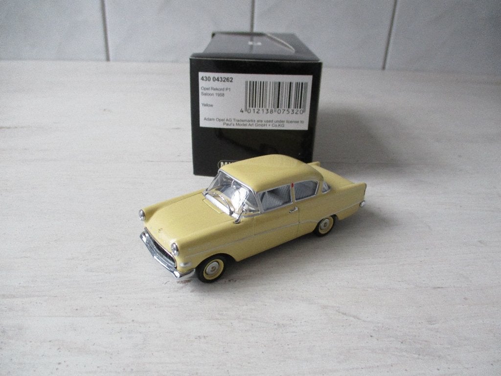 Minichamps Opel Rekord P1 Salon 1958 Saharagelb, Ophalen of Verzenden, Nieuw, Auto, MiniChamps