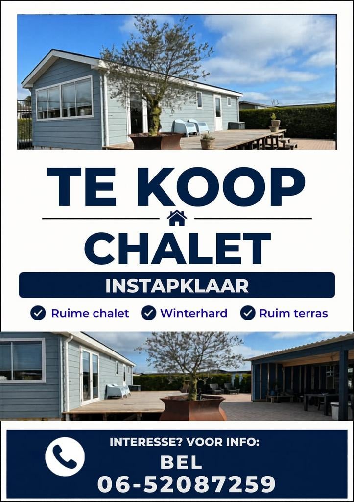 Ruime winterharde chalet met 2 slaapkamers, Caravans en Kamperen, Stacaravans, Tot en met 2