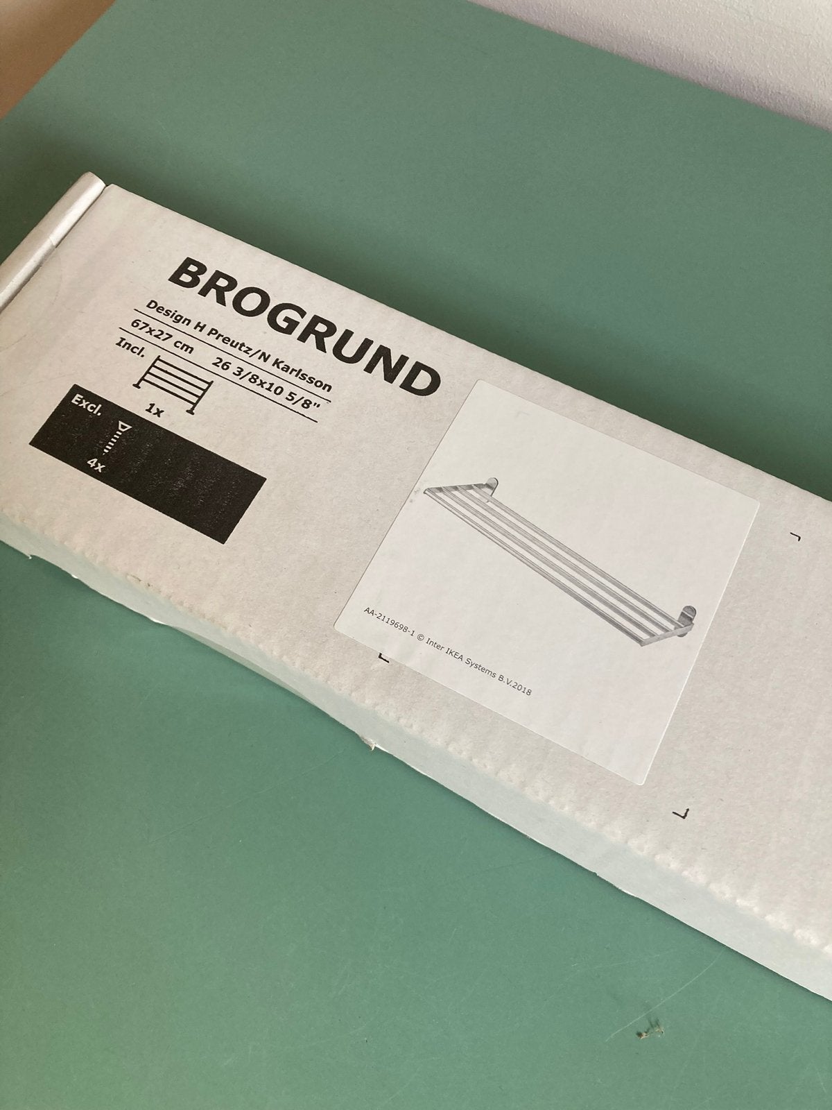 Nieuw | IKEA BROGRUND wandplank met handdoekstang., IKEA, Handdoekenrek, Nieuw, Ophalen of Verzenden